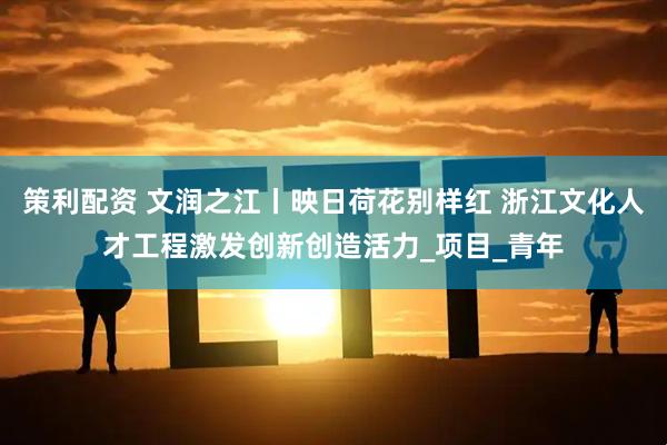 策利配资 文润之江丨映日荷花别样红 浙江文化人才工程激发创新创造活力_项目_青年